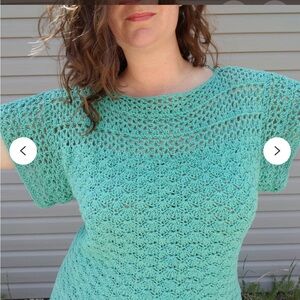 Maurice’s NWT Woman’s Md Aqua Crochet Yoke Short Sleeve Sweater